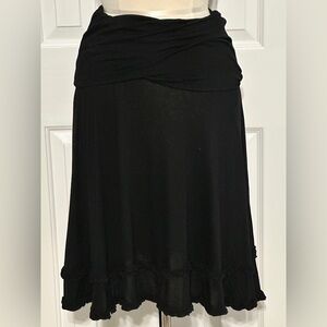 Lapis Black Fold-Over Waist Ruffle Hem Skirt – Size L
